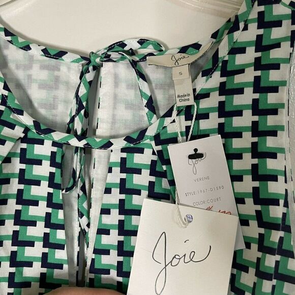 NEW!! Revolve JOIE Verene Court Green grid A line flare sleeveless dress Small - Picture 2 of 7